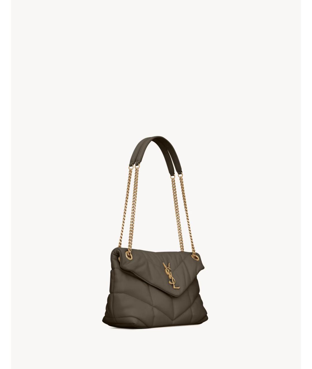 SAINT LAURENT Хаки кожаная сумка через плечо, фото 5