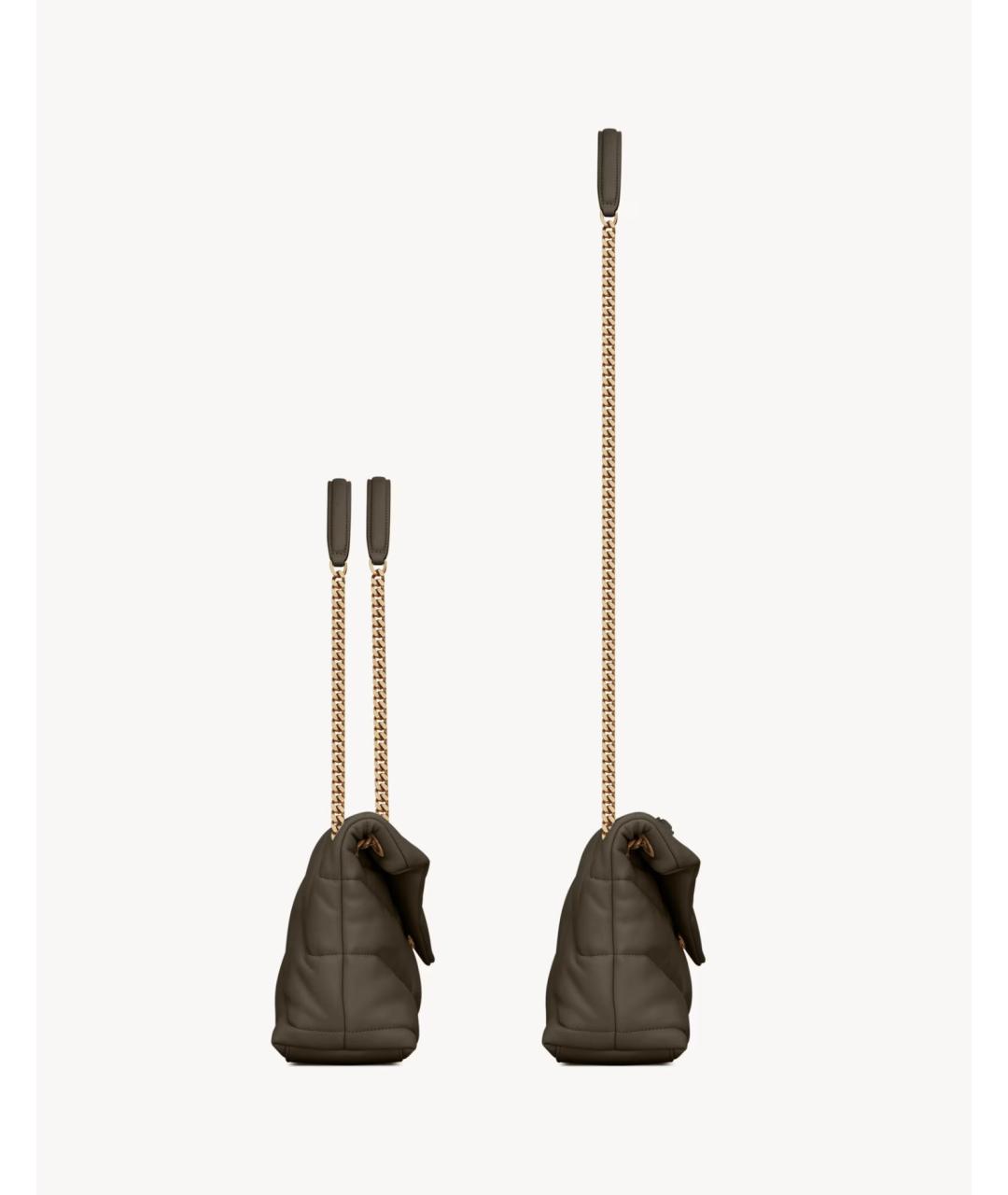 SAINT LAURENT Хаки кожаная сумка через плечо, фото 3