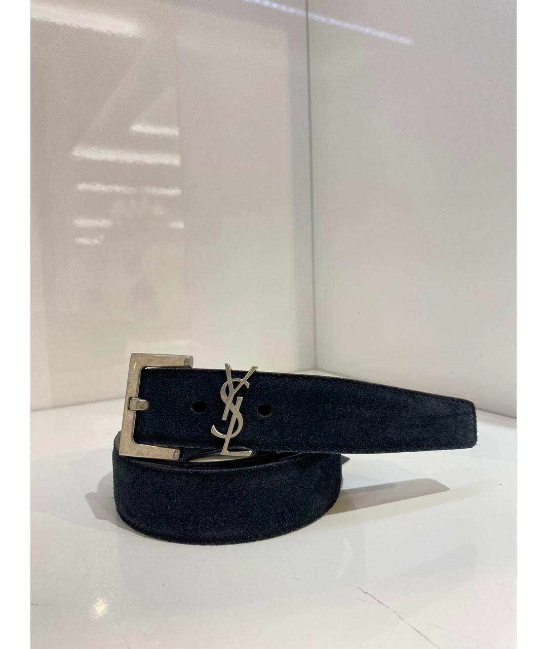 SAINT LAURENT Черный кожаный ремень, фото 2