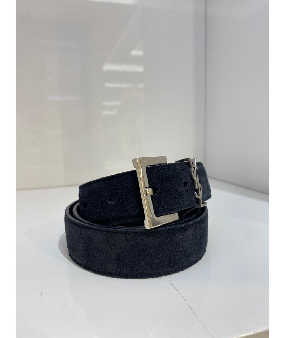 SAINT LAURENT Черный кожаный ремень, фото 3