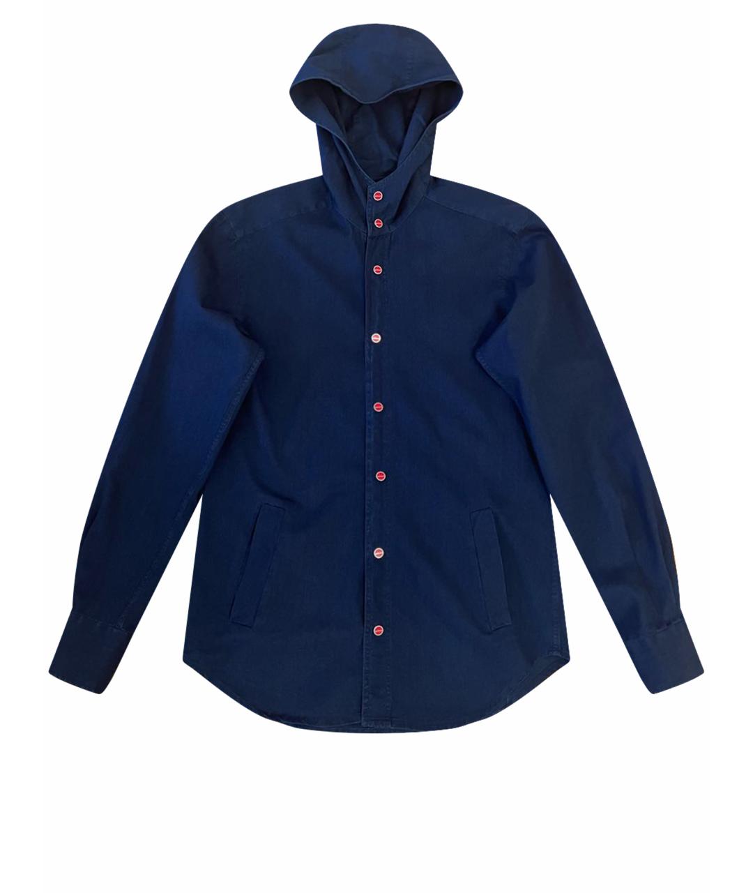 KITON Темно-синяя хлопковая кэжуал рубашка, фото 1