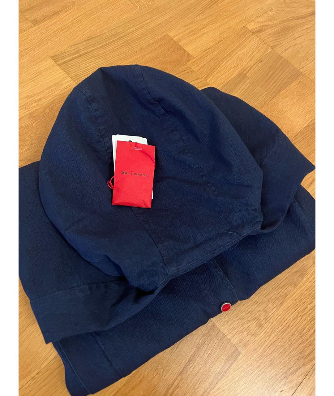 KITON Темно-синяя хлопковая кэжуал рубашка, фото 6