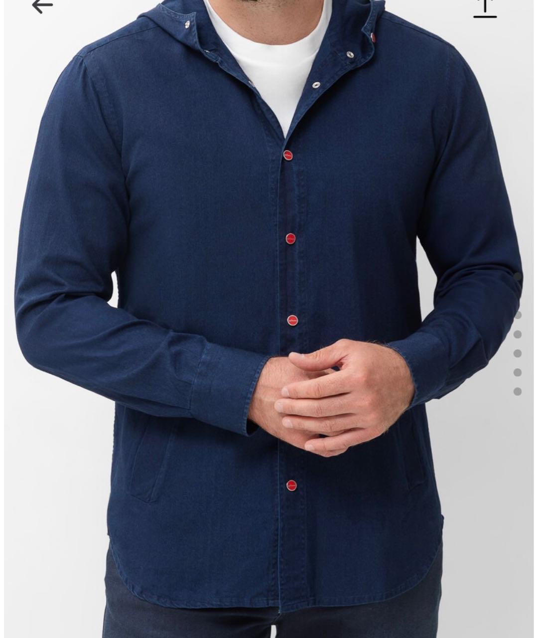 KITON Темно-синяя хлопковая кэжуал рубашка, фото 7