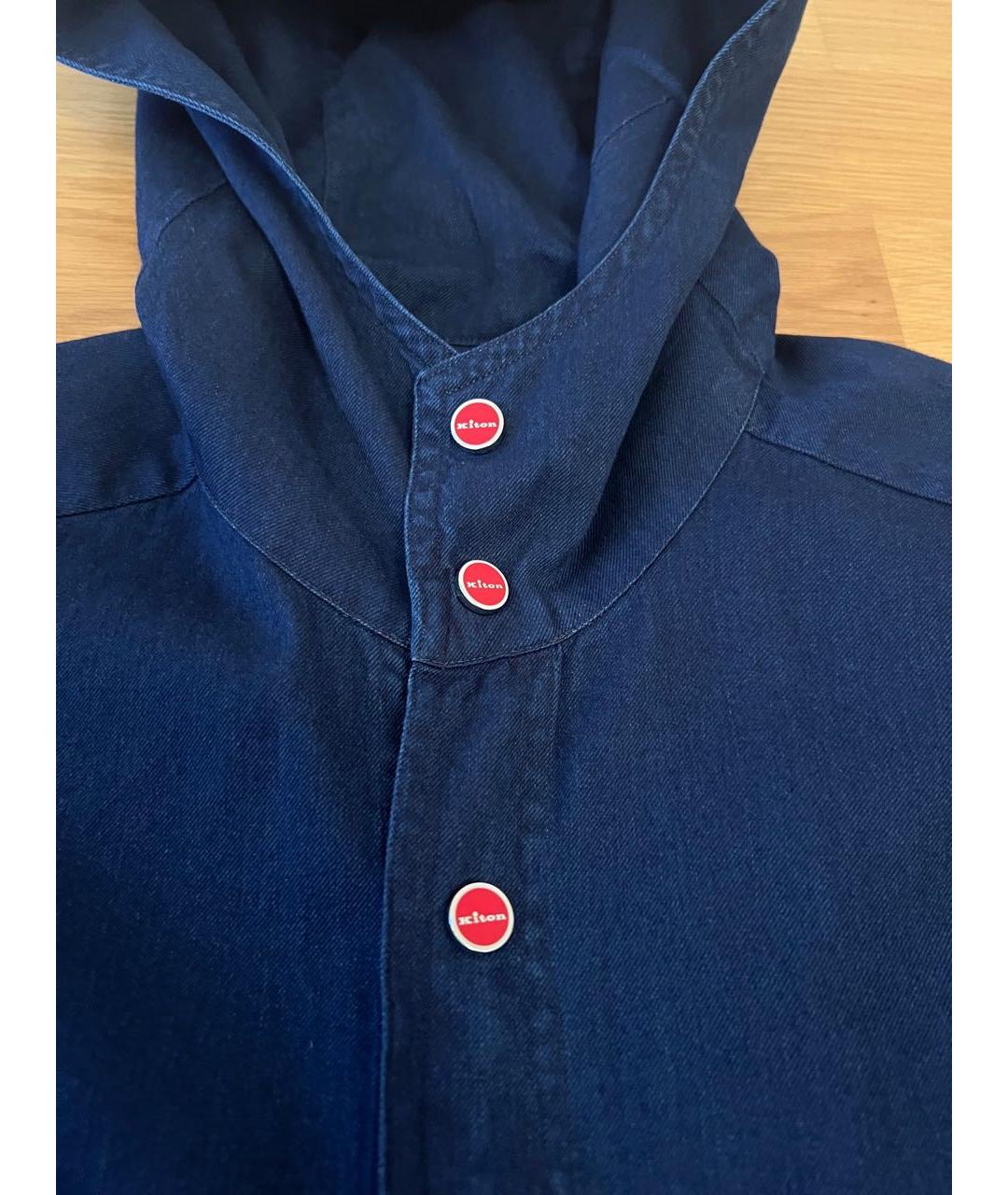 KITON Темно-синяя хлопковая кэжуал рубашка, фото 3