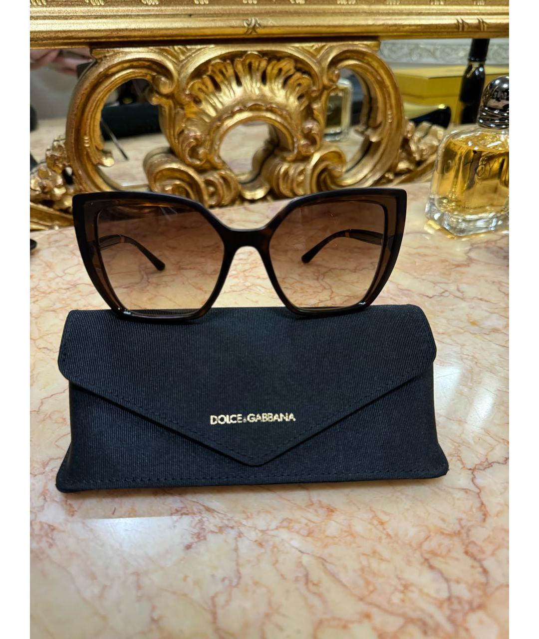 DOLCE&GABBANA Коричневые пластиковые солнцезащитные очки, фото 4