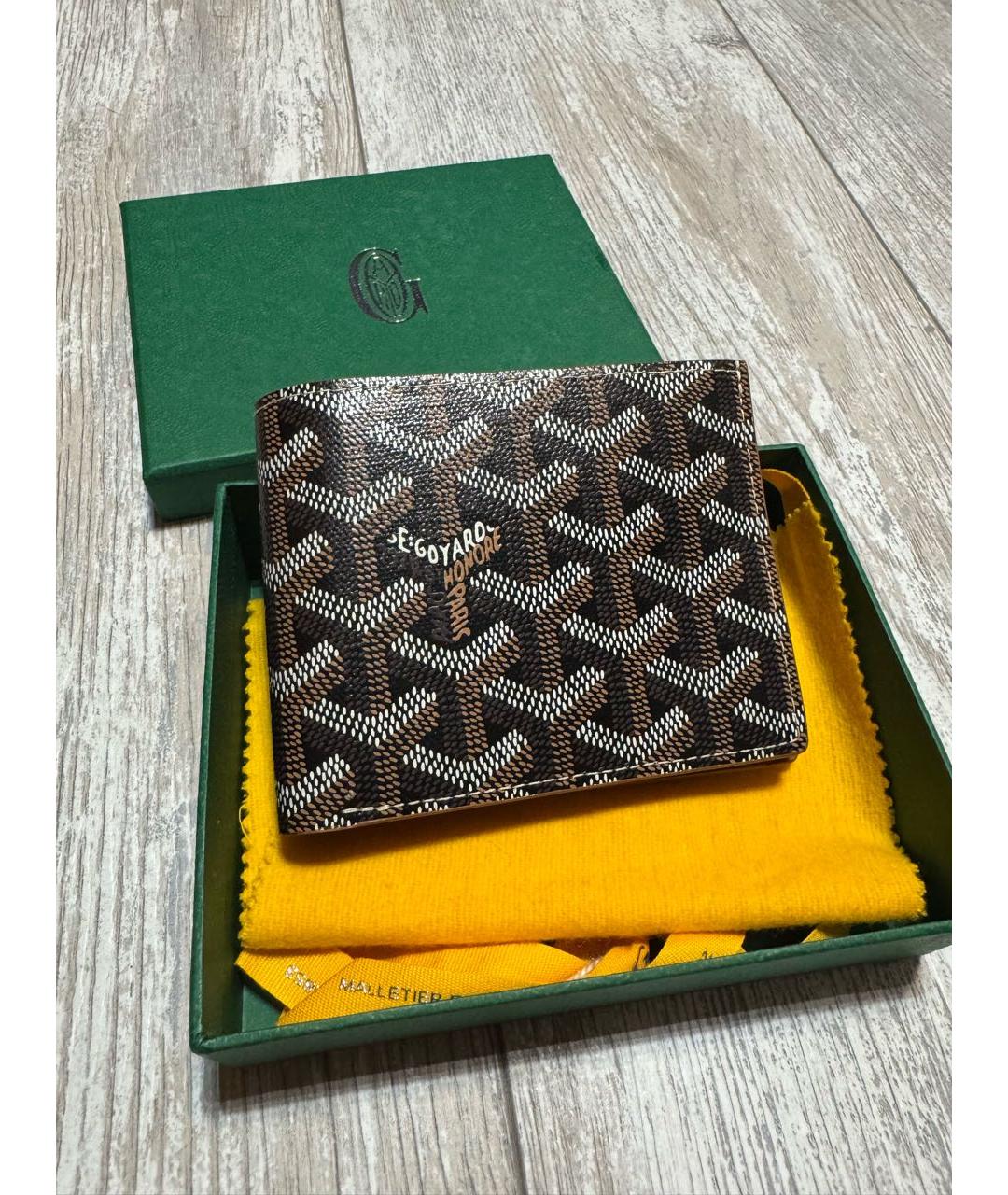 GOYARD Коричневый кожаный кошелек, фото 9