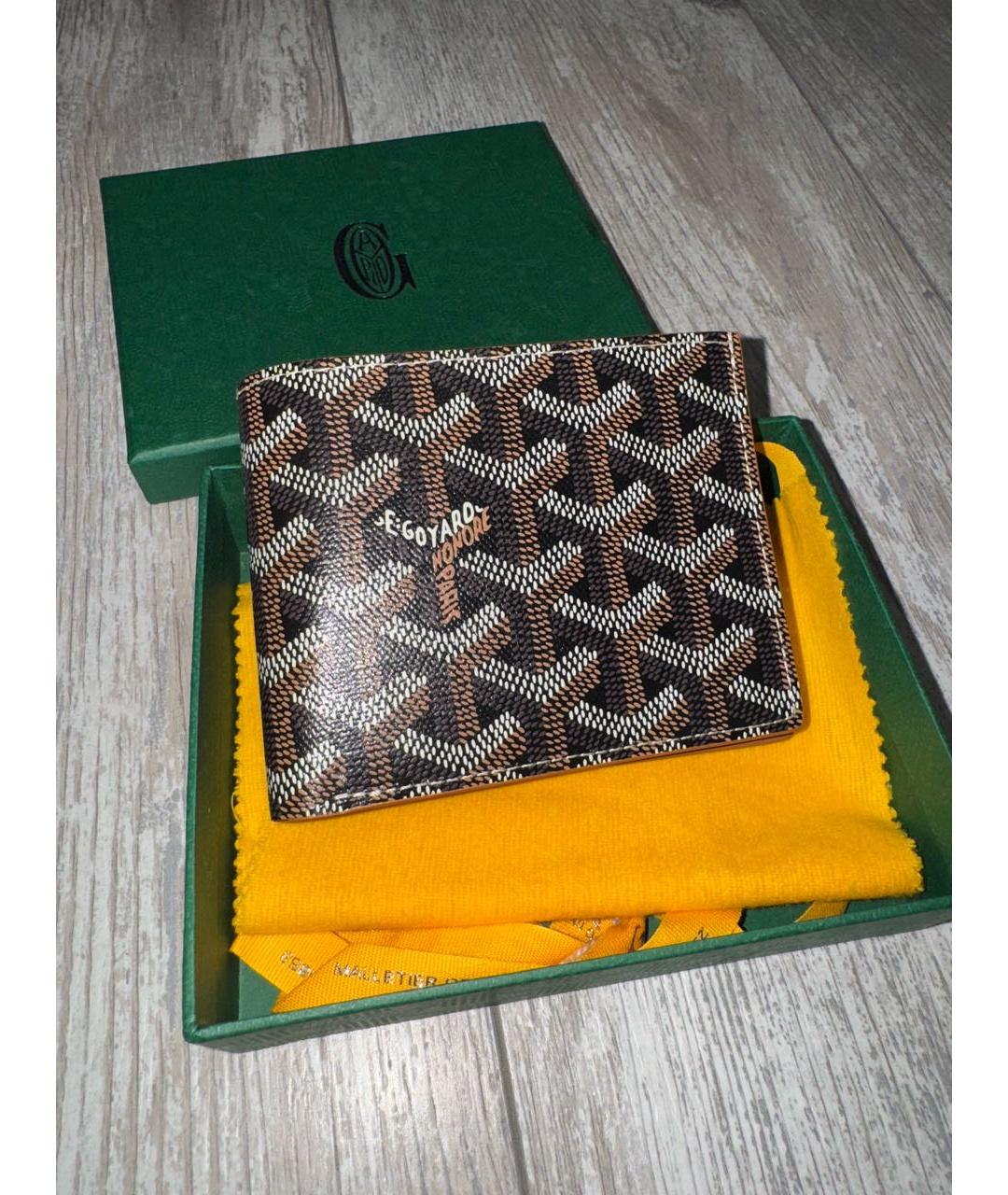 GOYARD Коричневый кожаный кошелек, фото 4