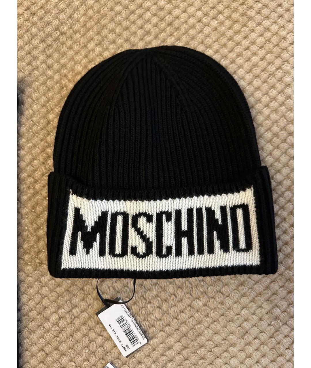 MOSCHINO Черная шерстяная шапка, фото 2