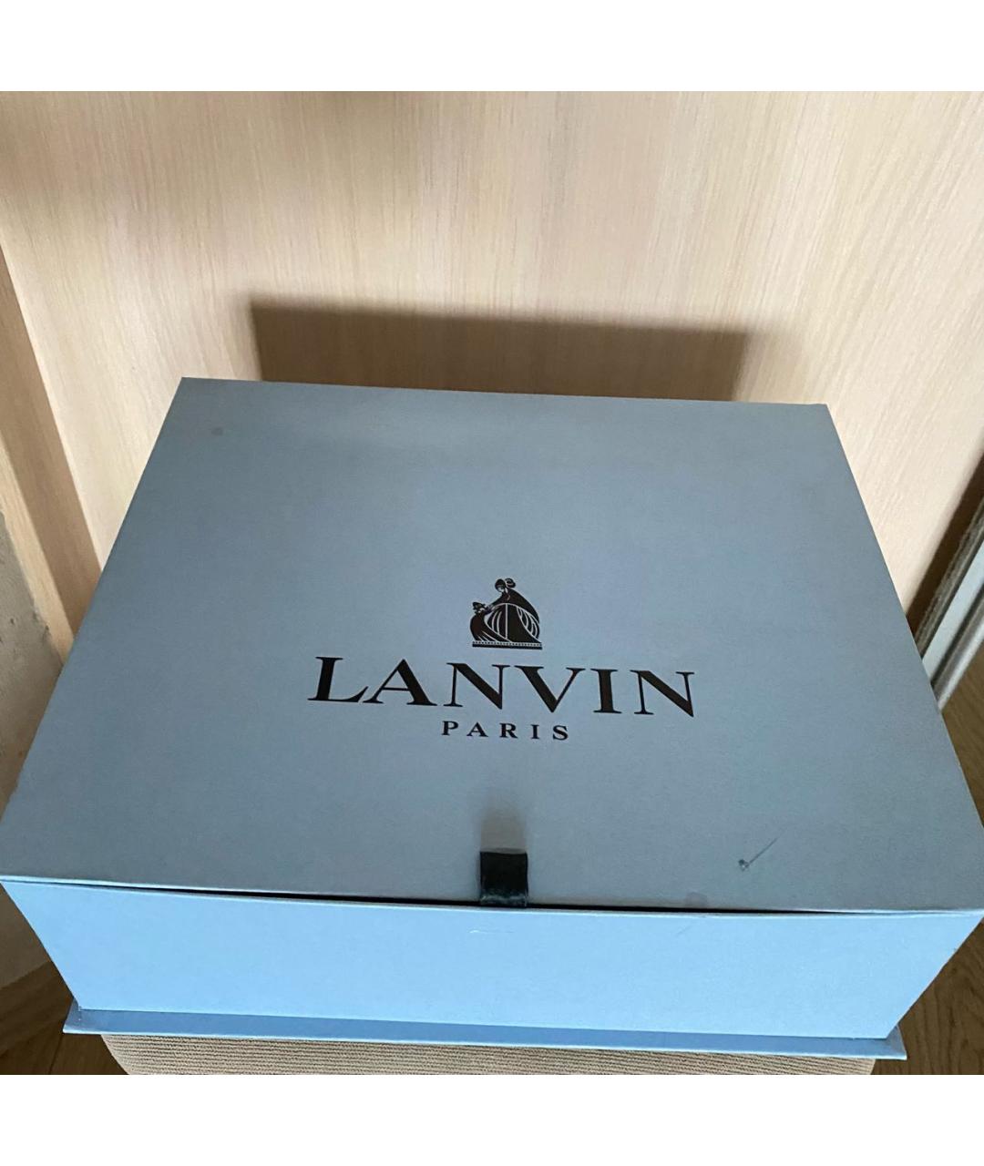 LANVIN Золотые кожаные босоножки, фото 4