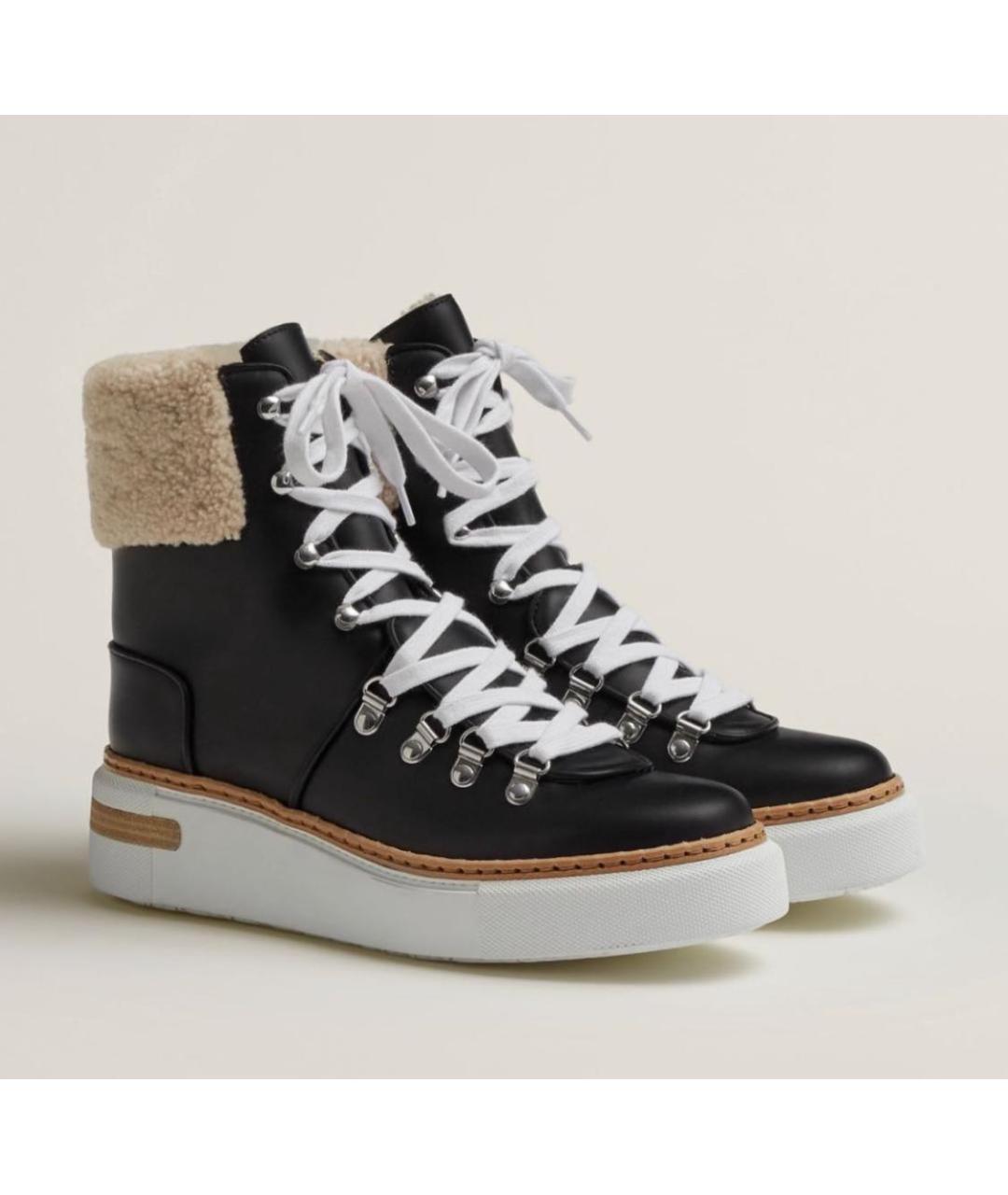 HERMES Черные кожаные ботинки, фото 2