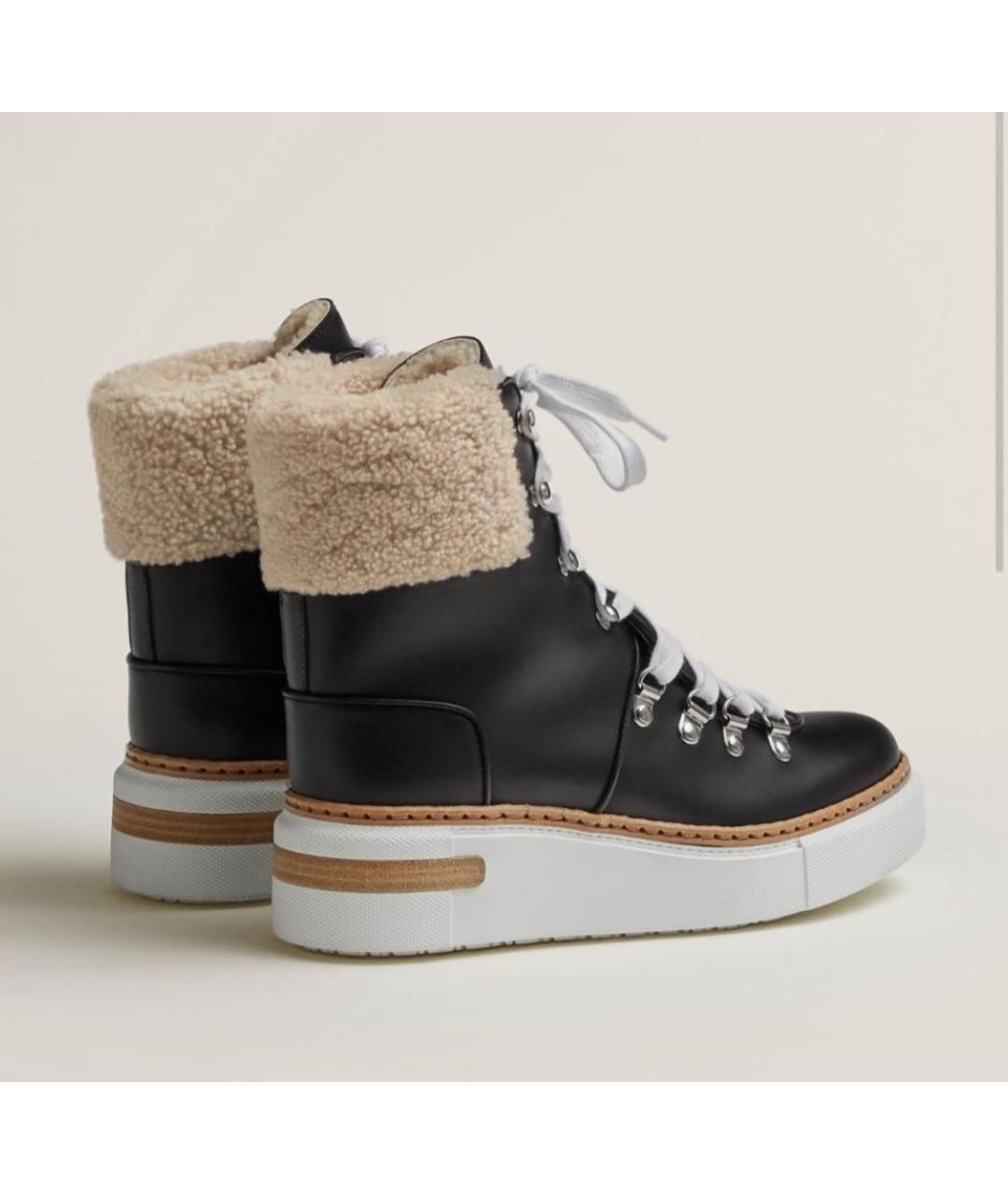 HERMES Черные кожаные ботинки, фото 3