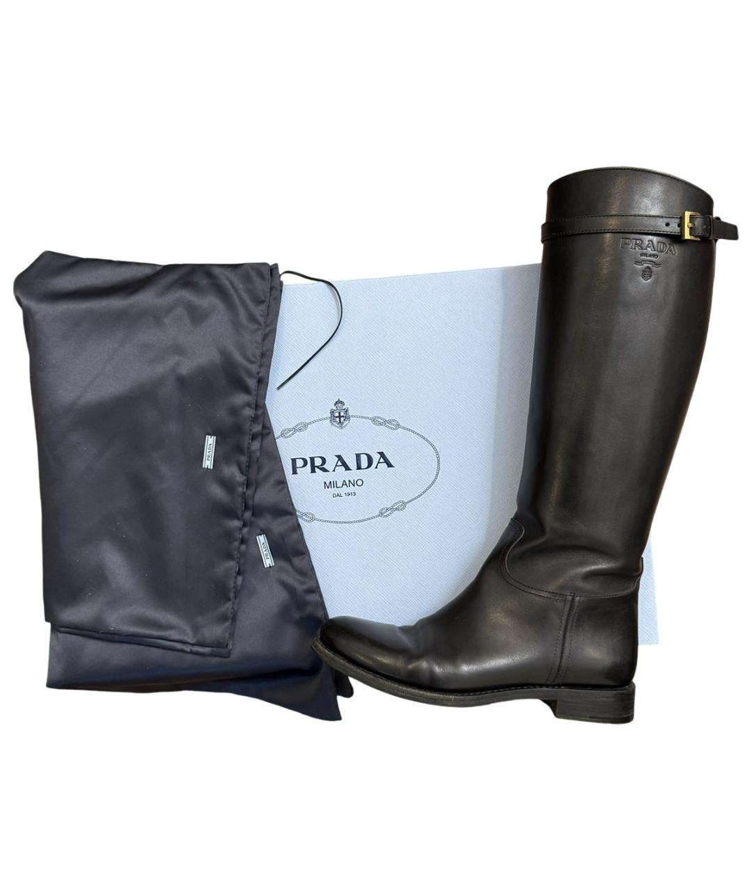 PRADA Черные кожаные сапоги, фото 6