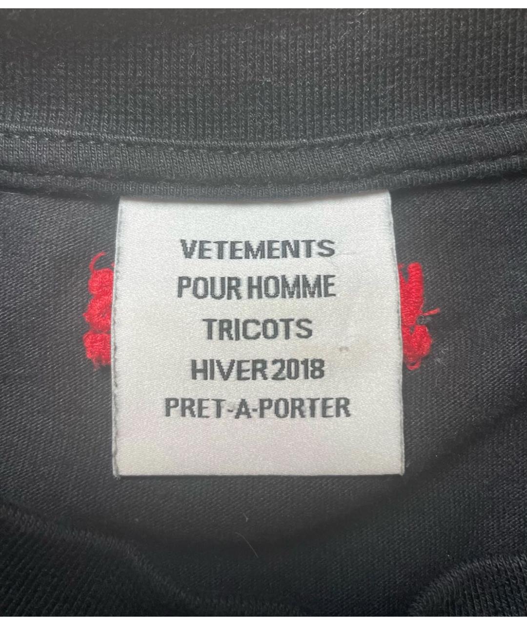 VETEMENTS Черная футболка, фото 3