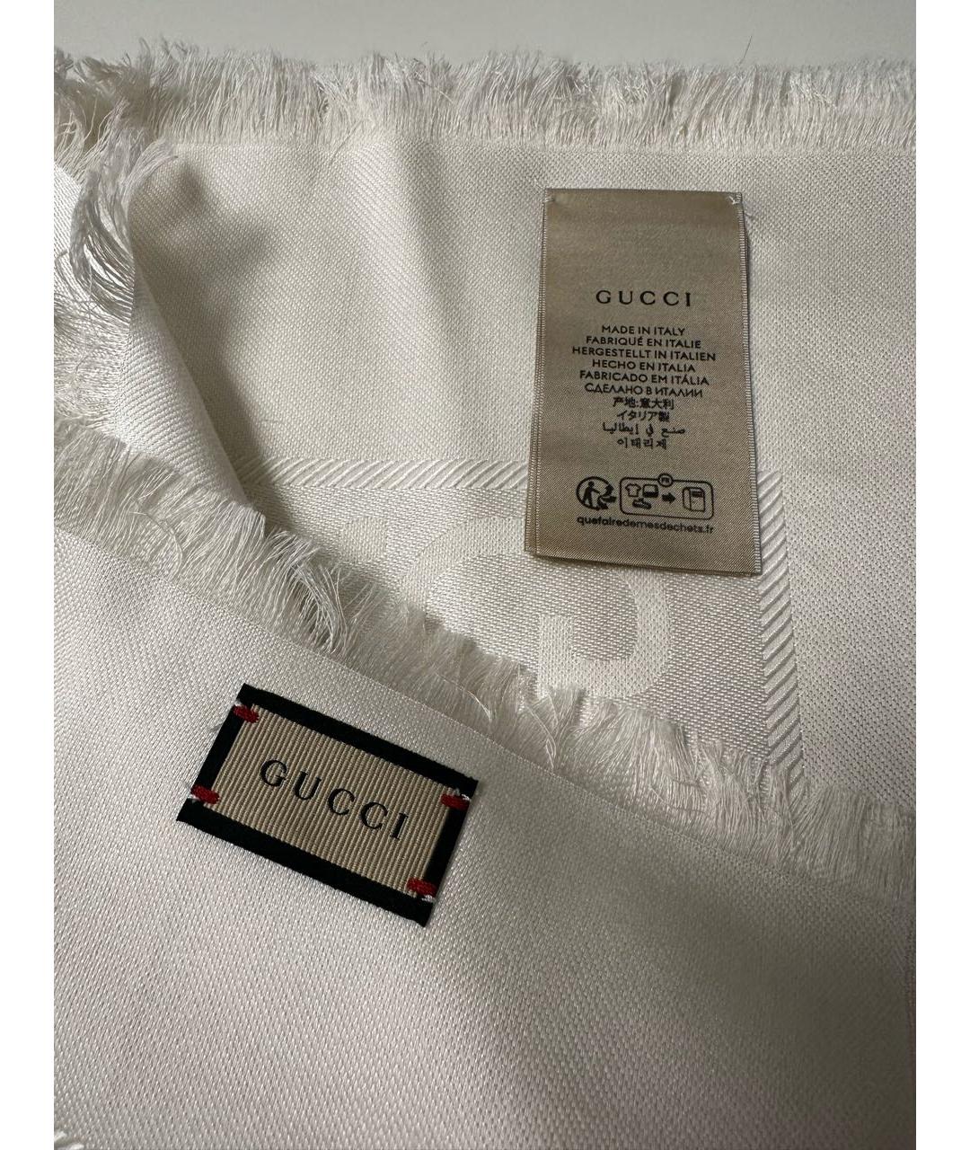 GUCCI Белый шерстяной платок, фото 6
