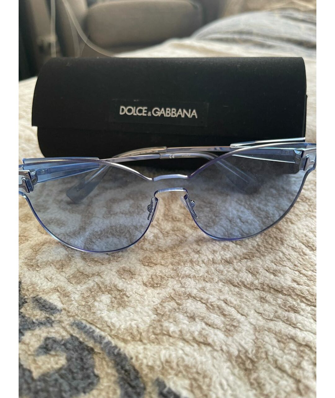 DOLCE&GABBANA Голубые пластиковые солнцезащитные очки, фото 5