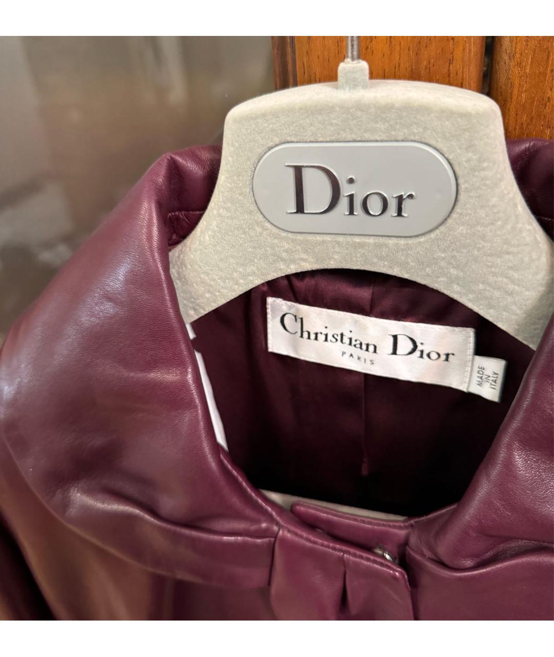 CHRISTIAN DIOR Бордовая кожаная куртка, фото 4