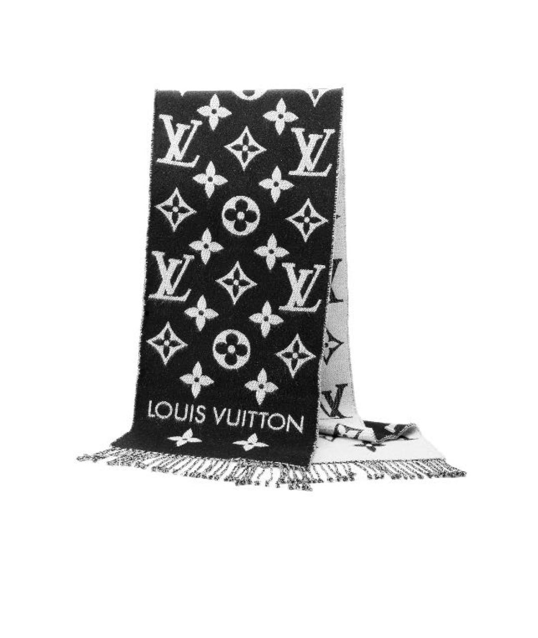 LOUIS VUITTON Черный шерстяной шарф, фото 1