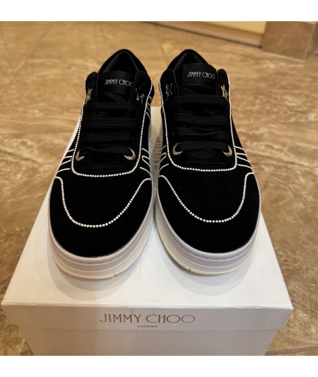 JIMMY CHOO Черные кожаные кеды, фото 2