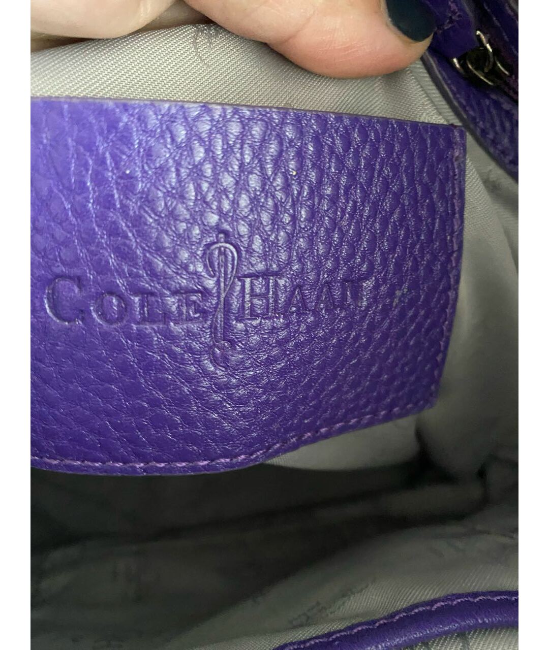 COLE HAAN Фиолетовая кожаная сумка тоут, фото 7