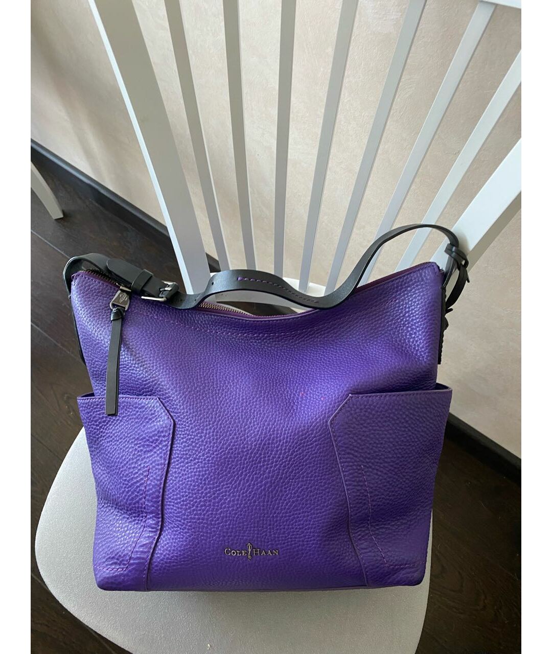COLE HAAN Фиолетовая кожаная сумка тоут, фото 9