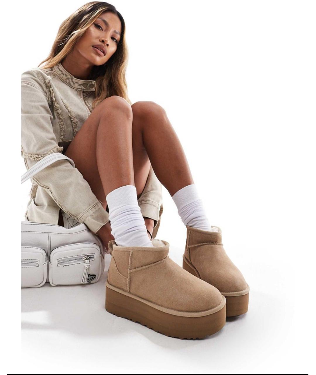 UGG AUSTRALIA Бежевые замшевые ботинки, фото 6