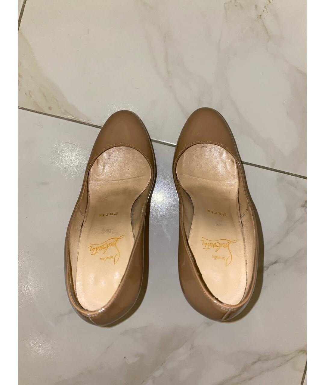 CHRISTIAN LOUBOUTIN Бежевые туфли из лакированной кожи, фото 3