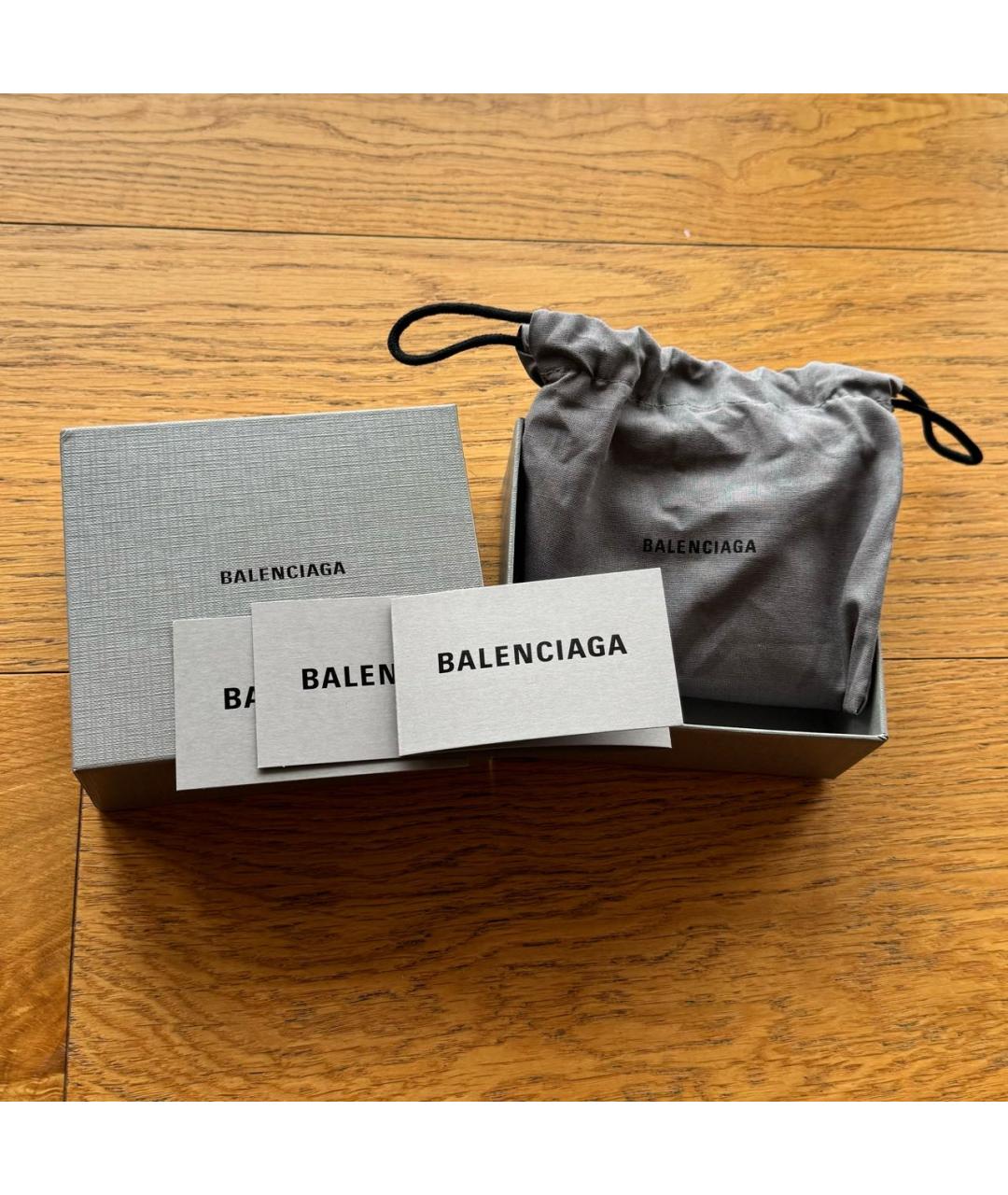 BALENCIAGA Черный кожаный кошелек, фото 4