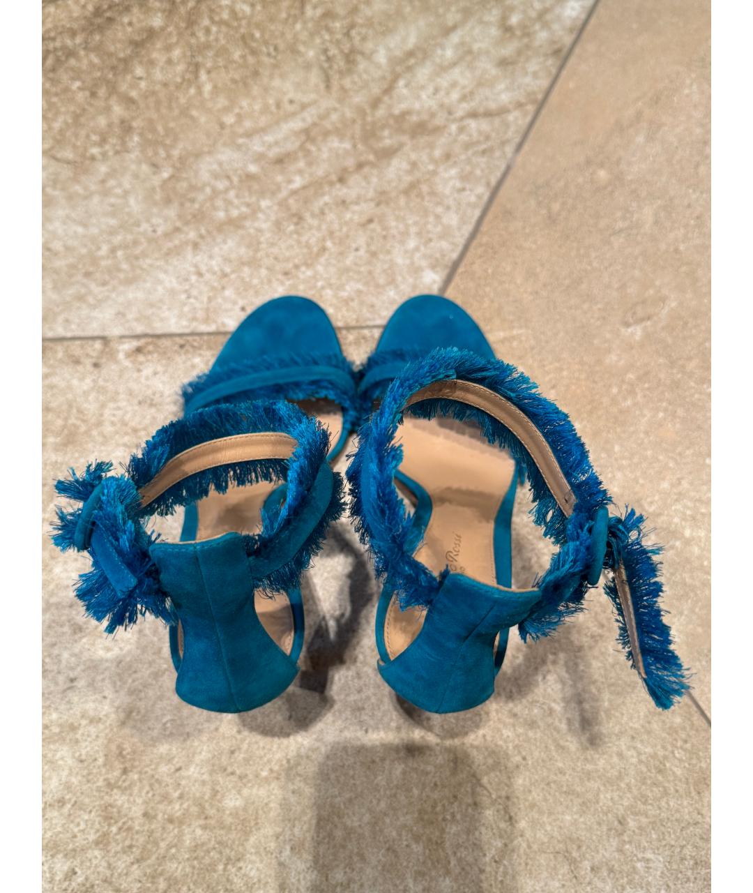 GIANVITO ROSSI Бирюзовые замшевые босоножки, фото 3
