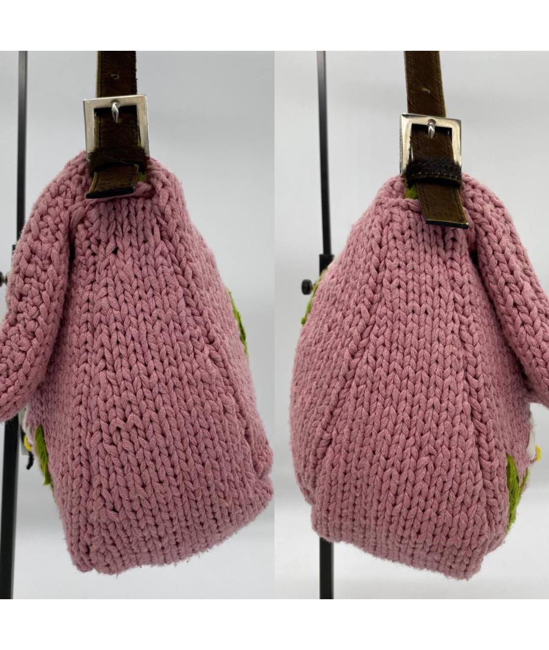 FENDI Розовая тканевая сумка через плечо, фото 3