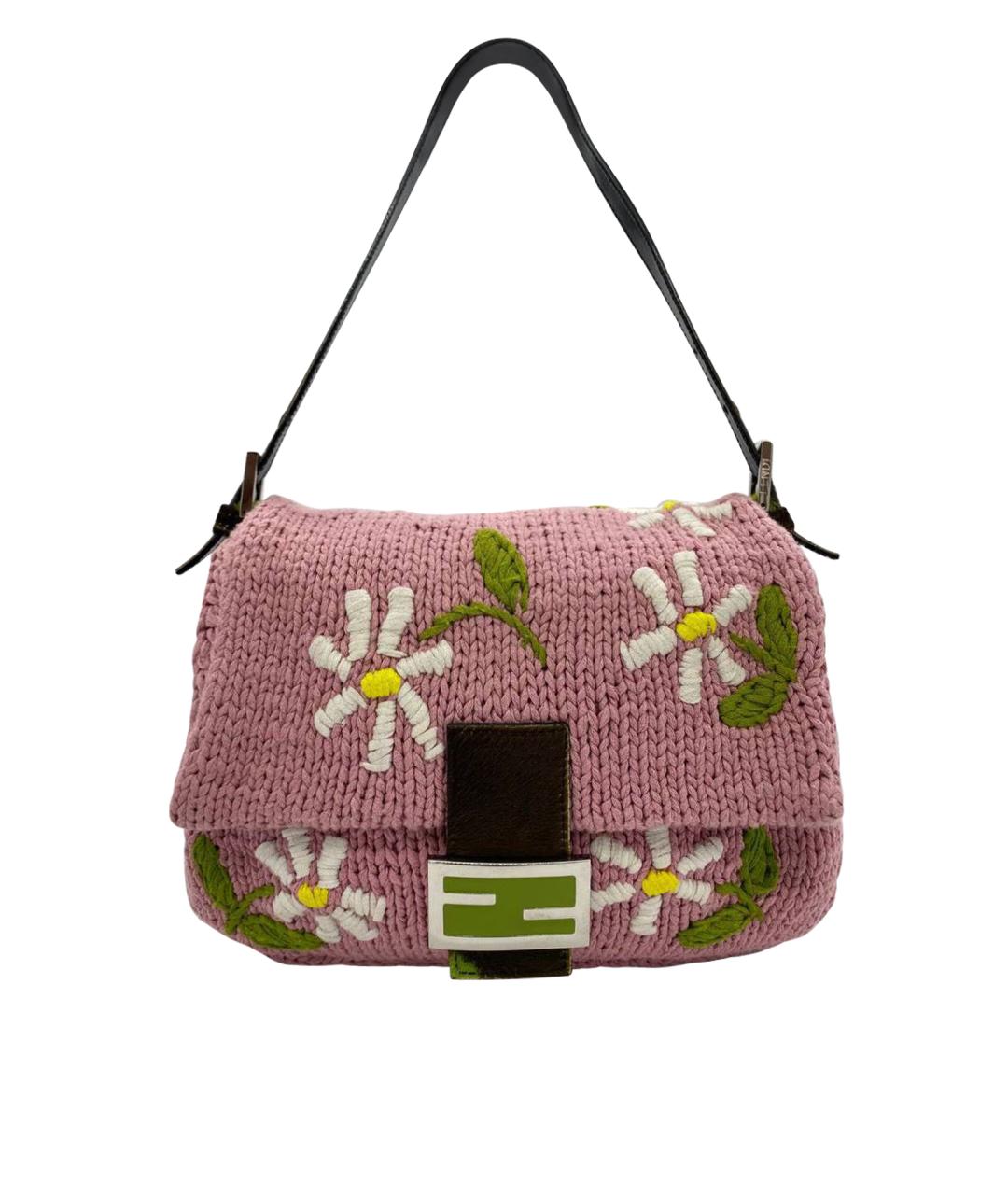 FENDI Розовая тканевая сумка через плечо, фото 1