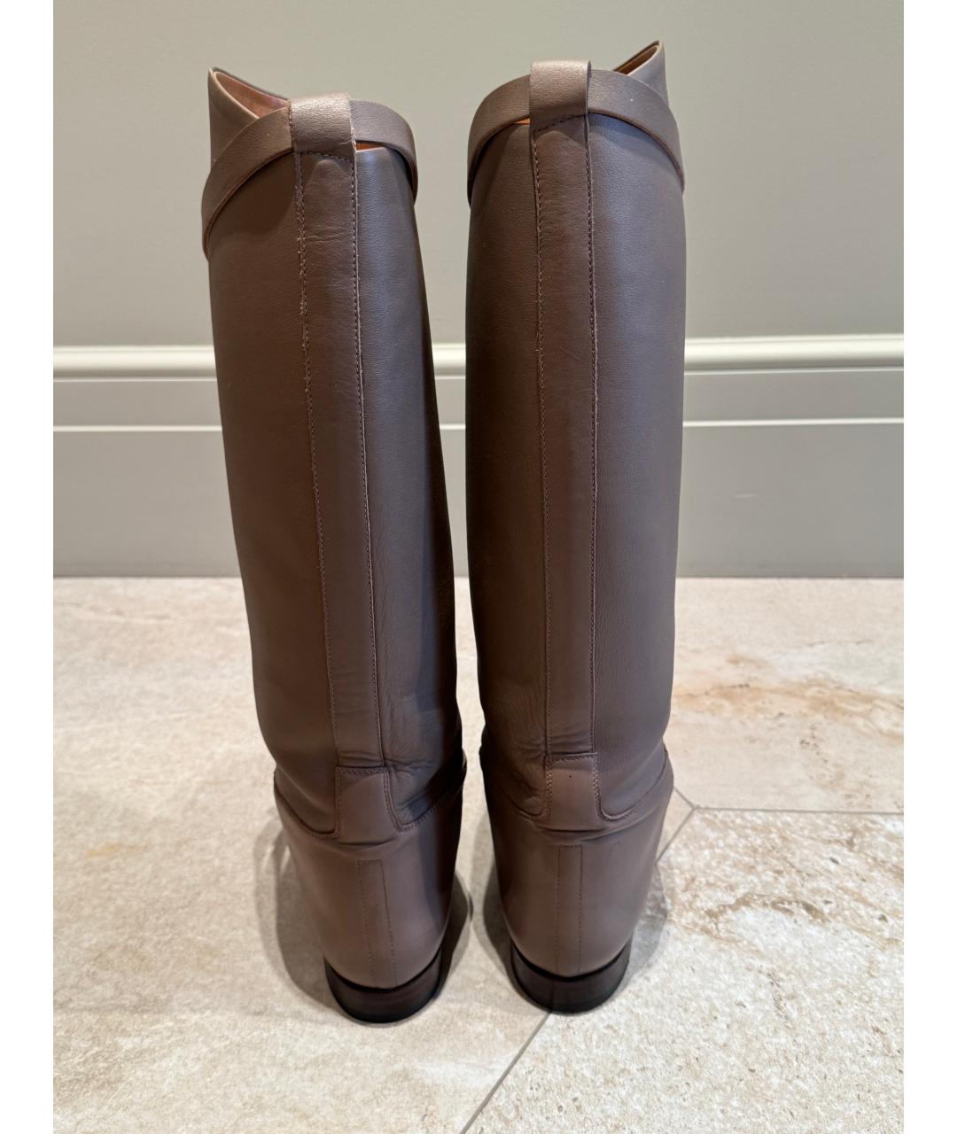 HERMES Бежевые кожаные сапоги, фото 4