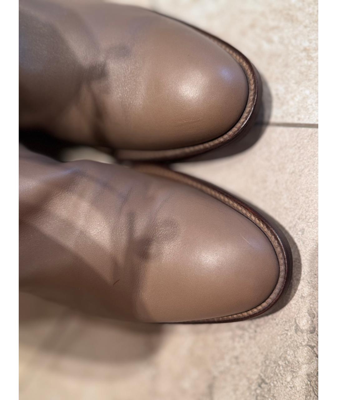 HERMES Бежевые кожаные сапоги, фото 3