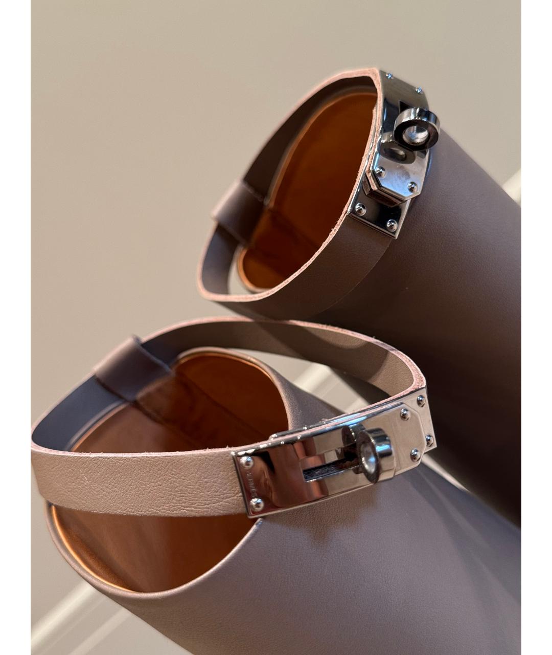 HERMES Бежевые кожаные сапоги, фото 6