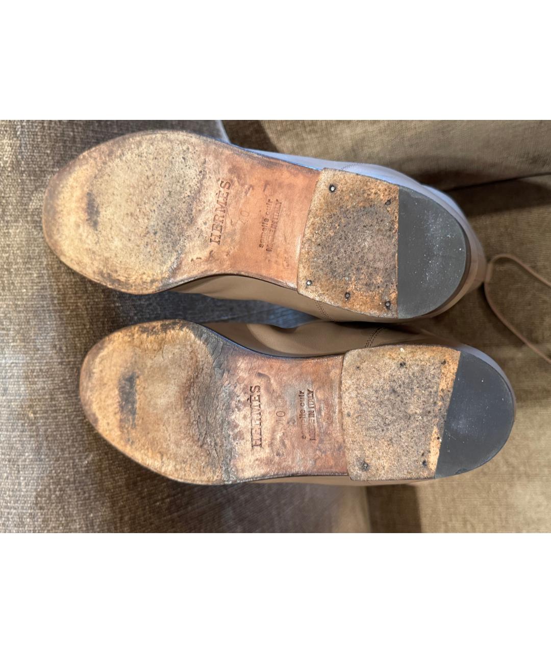 HERMES Бежевые кожаные сапоги, фото 5