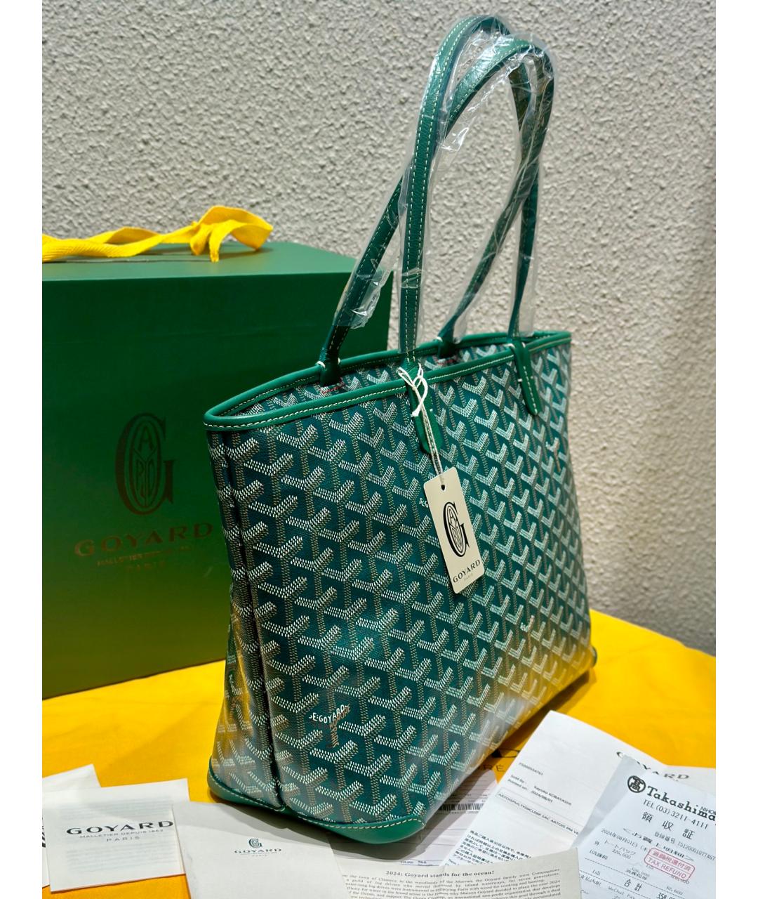 GOYARD Зеленая сумка тоут из искусственной кожи, фото 3