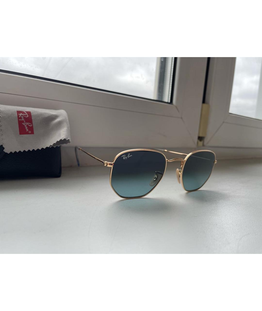 RAY BAN Золотые металлические солнцезащитные очки, фото 3