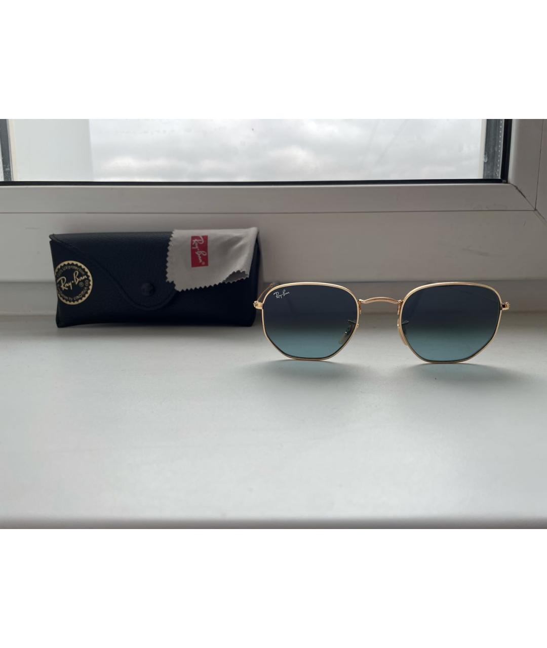 RAY BAN Золотые металлические солнцезащитные очки, фото 5