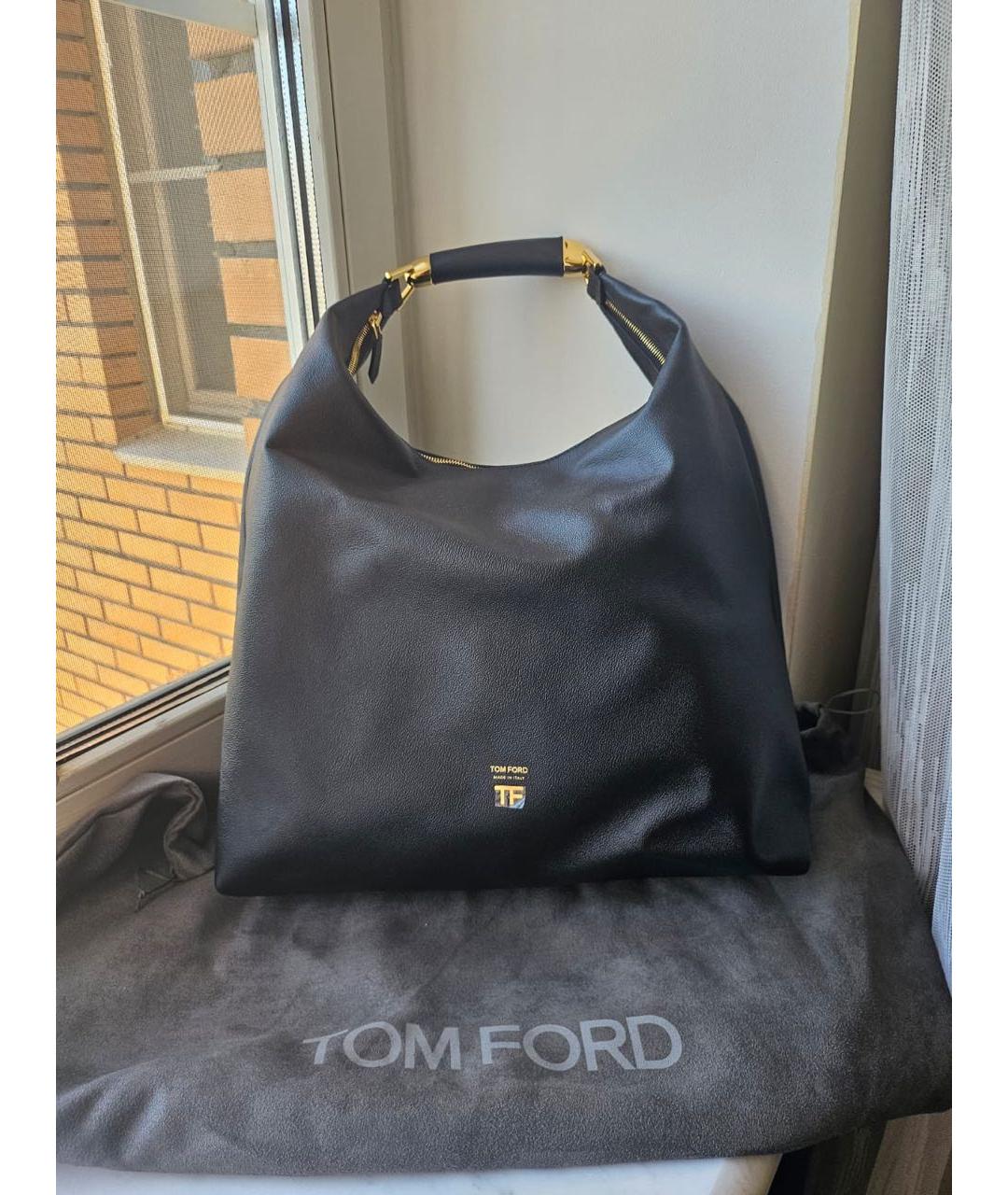 TOM FORD Черная кожаная сумка с короткими ручками, фото 2