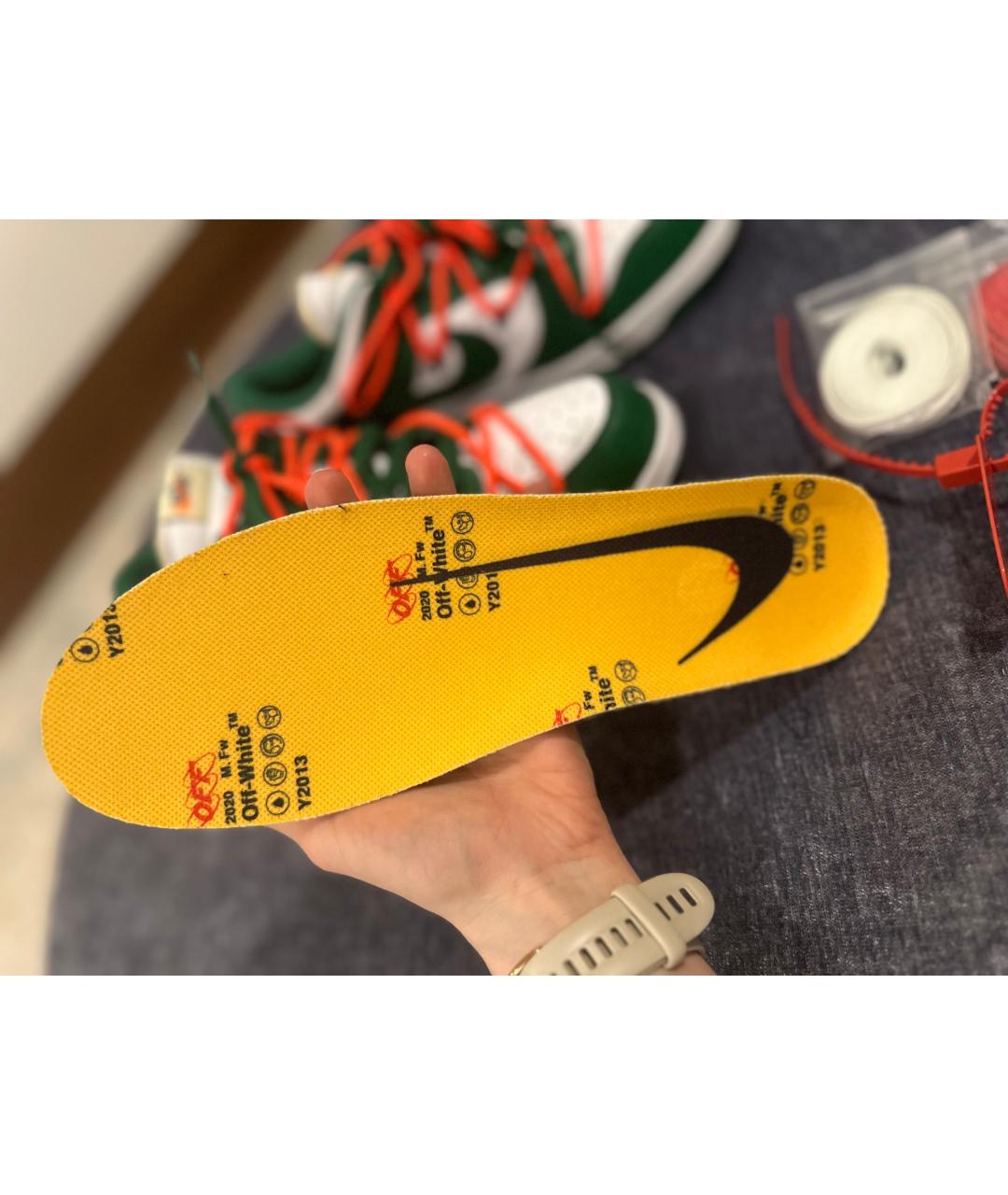 NIKE X OFF-WHITE Зеленые кожаные низкие кроссовки / кеды, фото 6