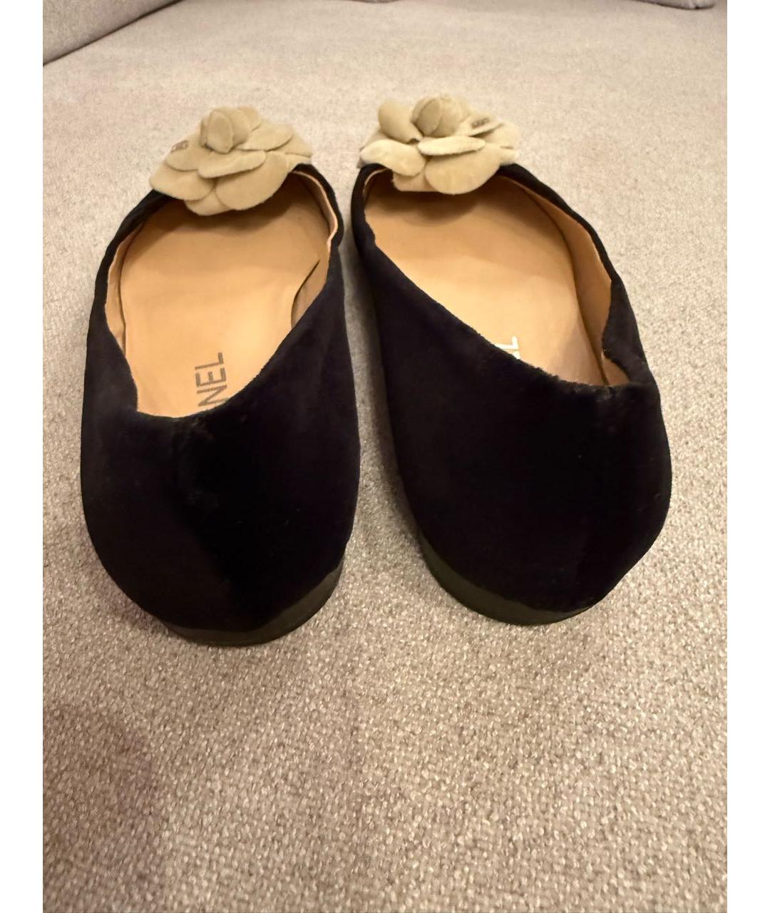 CHANEL Черные бархатные балетки, фото 4