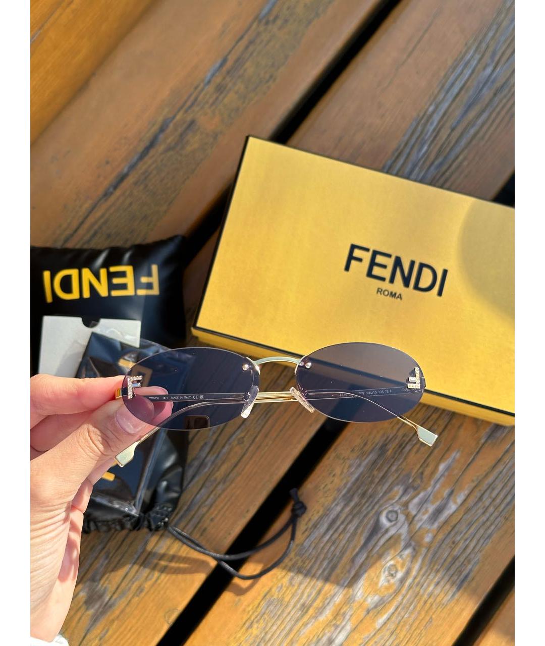 FENDI Серые металлические солнцезащитные очки, фото 4