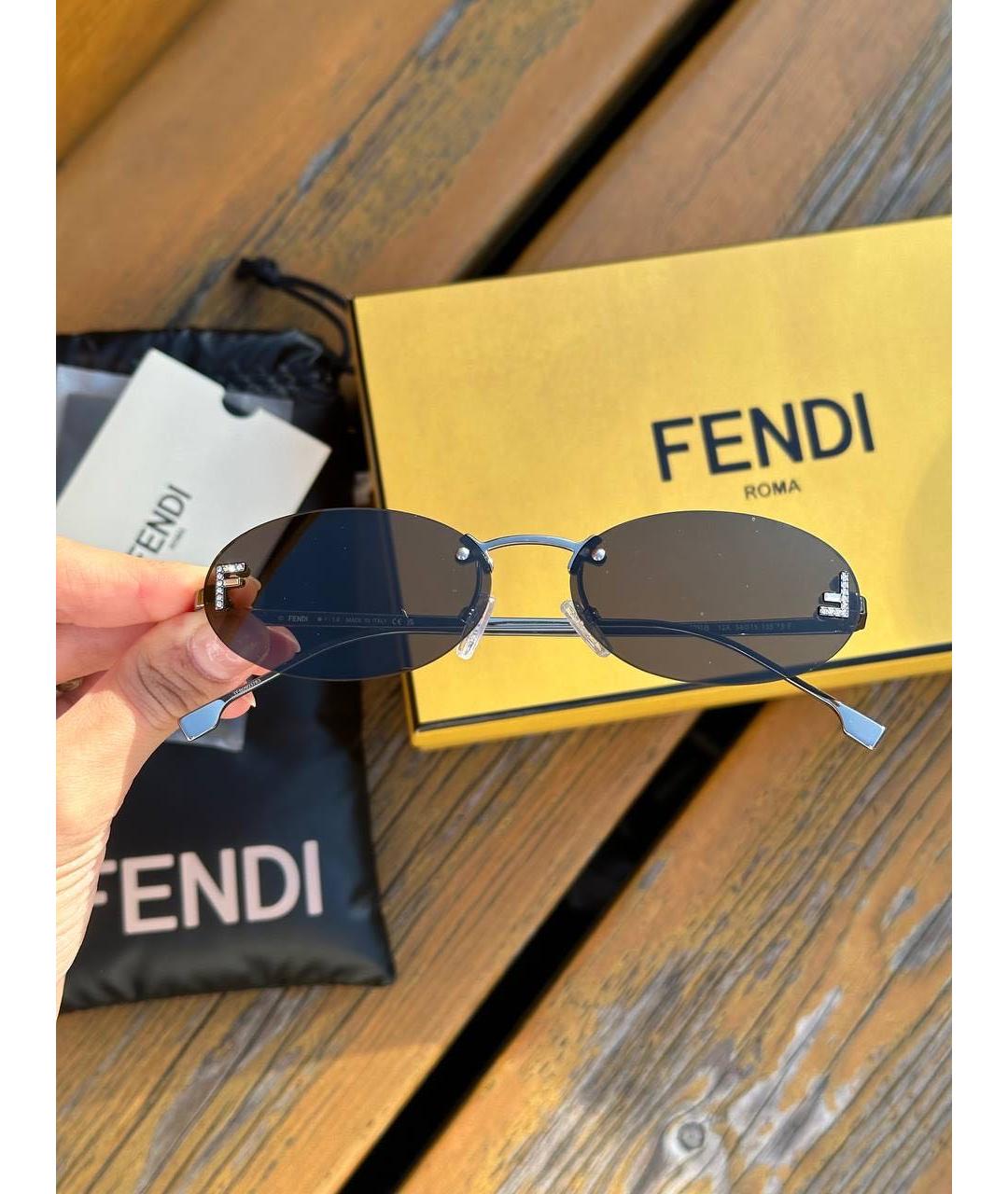 FENDI Серые металлические солнцезащитные очки, фото 3