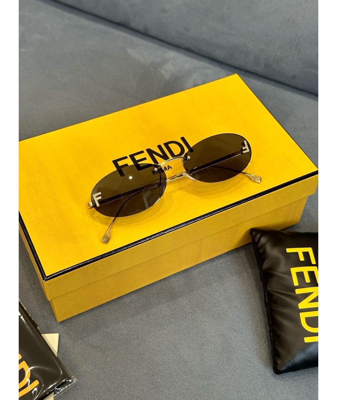 FENDI Черные металлические солнцезащитные очки, фото 4