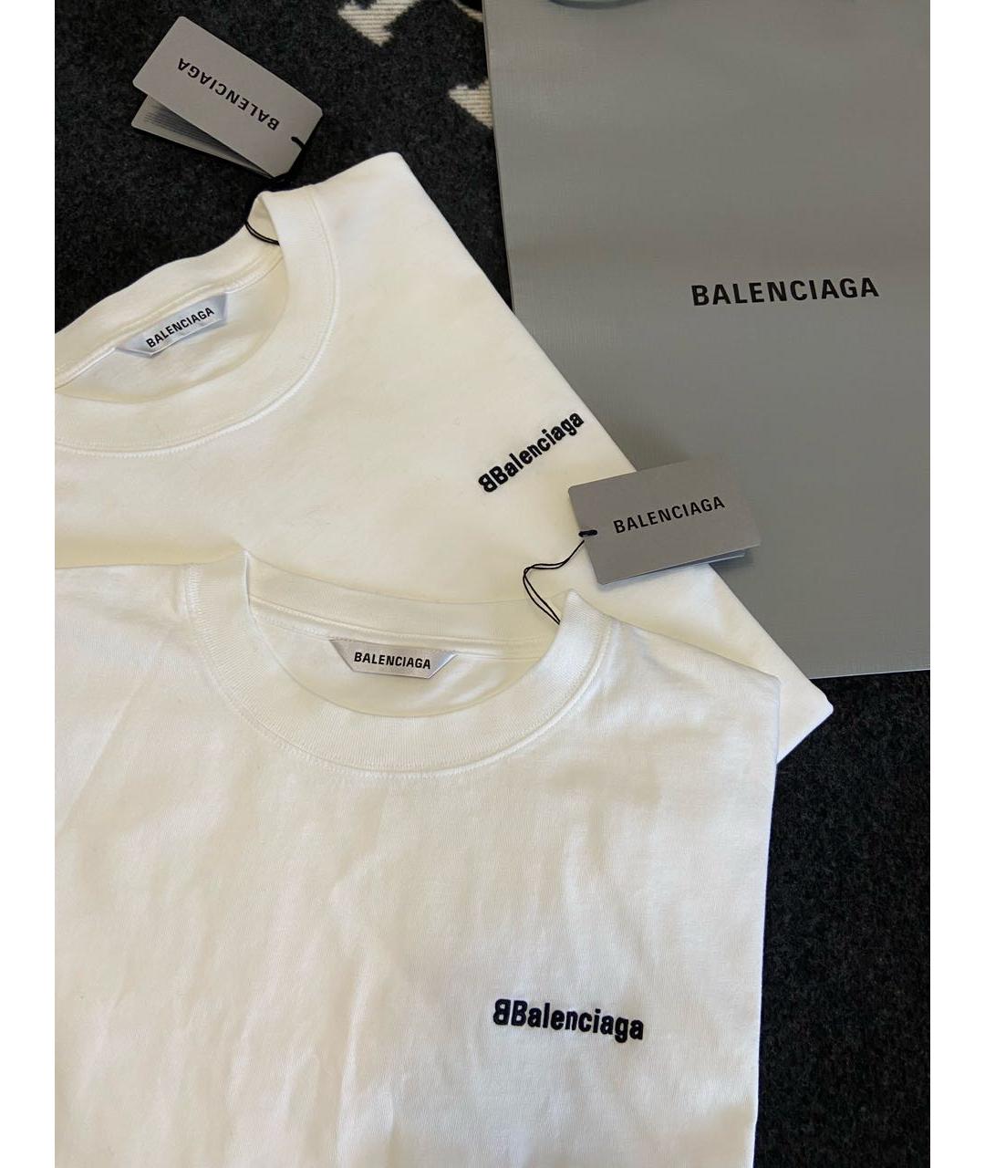 BALENCIAGA Белая хлопковая футболка, фото 5