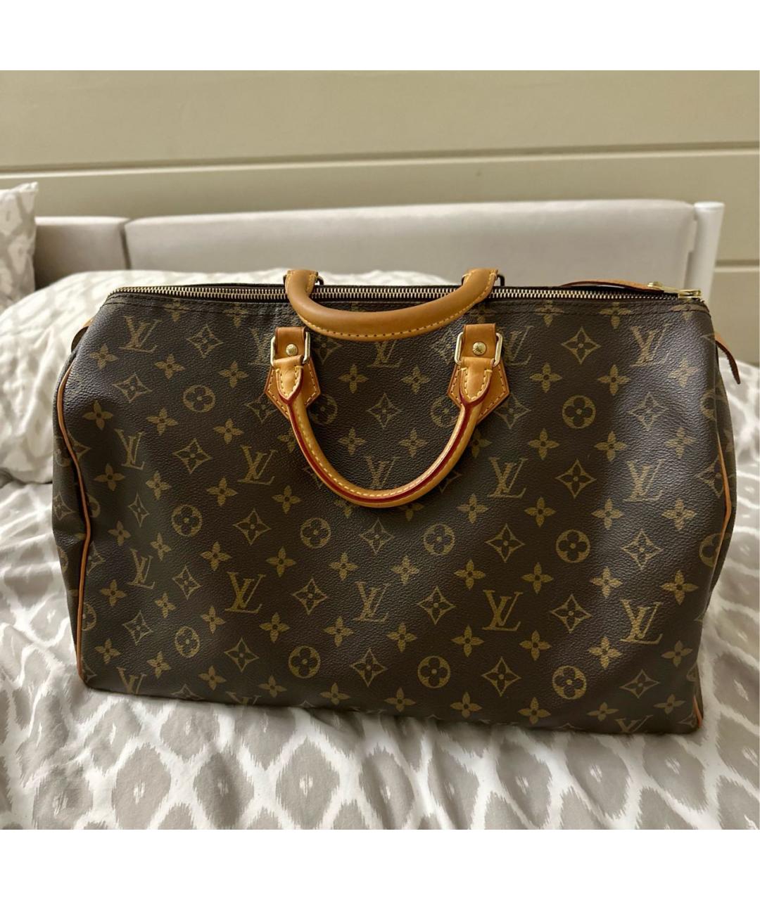 LOUIS VUITTON Коричневая кожаная сумка с короткими ручками, фото 2