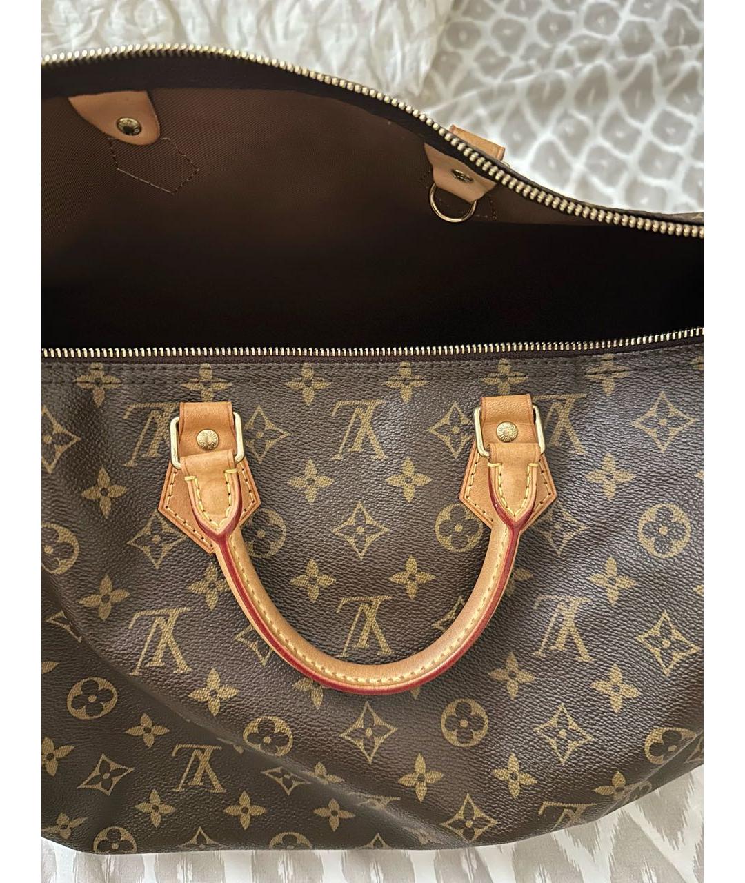 LOUIS VUITTON Коричневая кожаная сумка с короткими ручками, фото 5