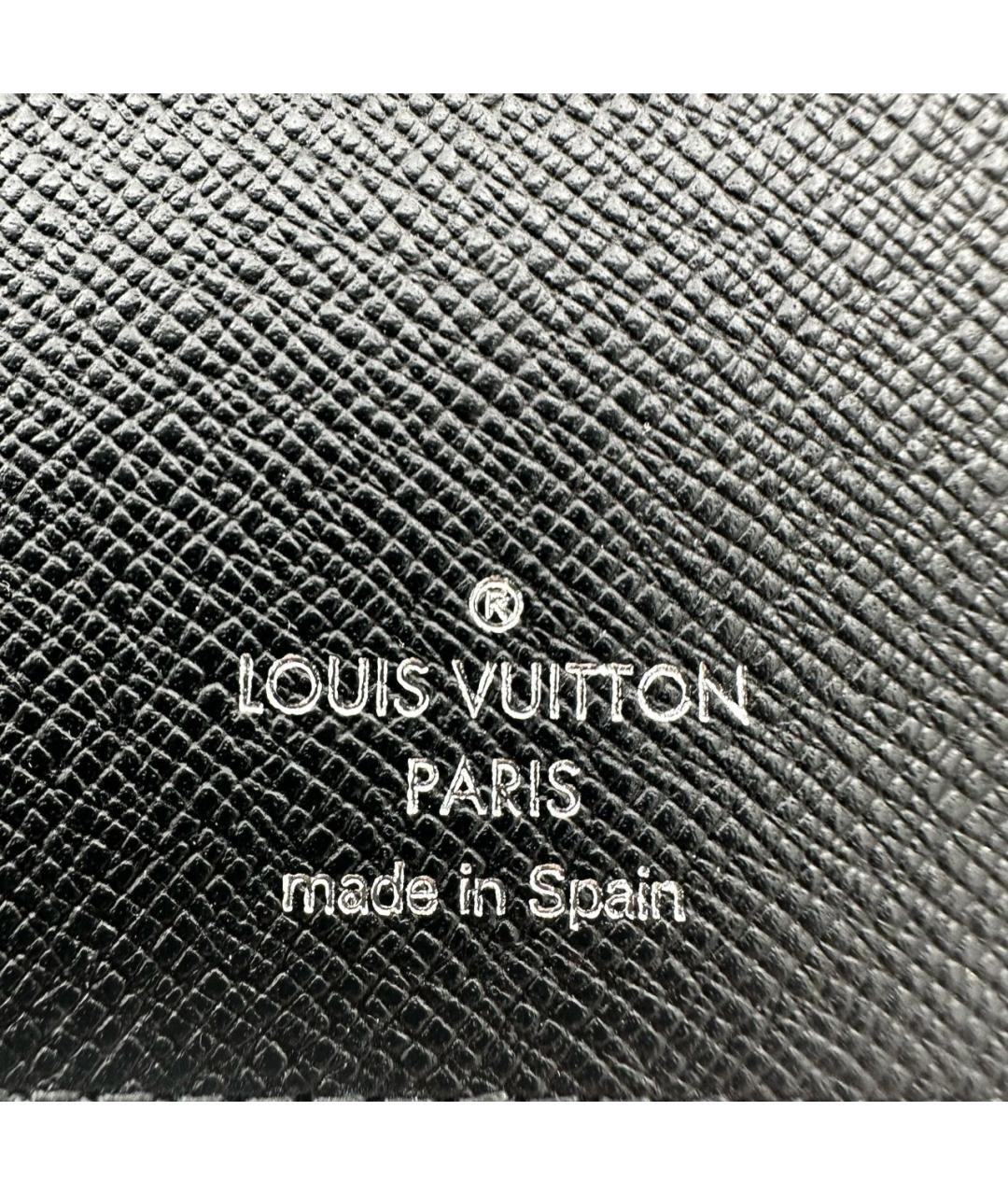 LOUIS VUITTON Черный кожаный кошелек, фото 4