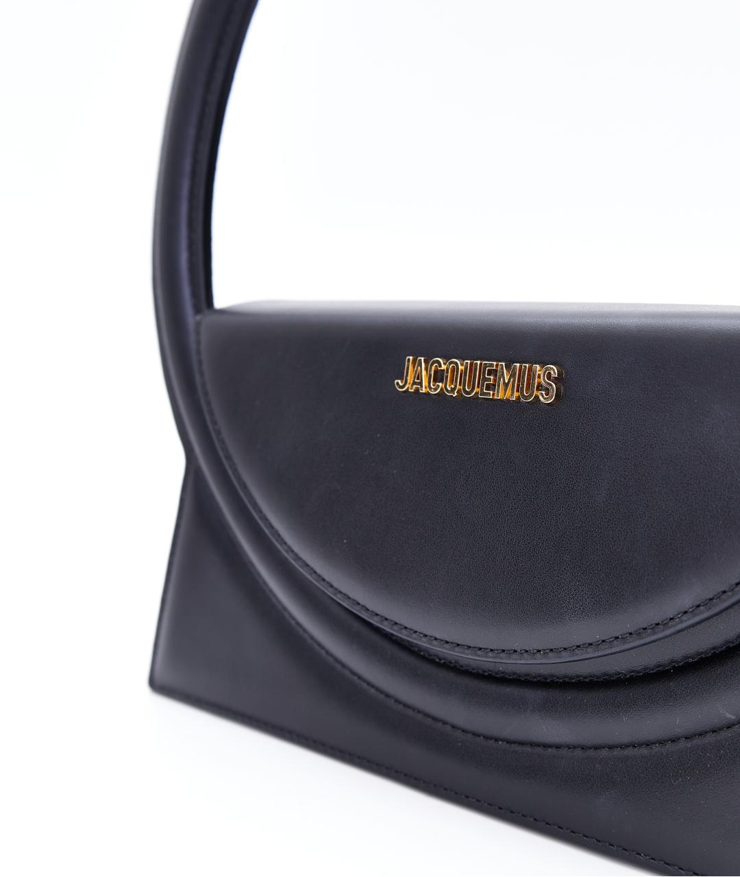 JACQUEMUS Черная кожаная сумка с короткими ручками, фото 7