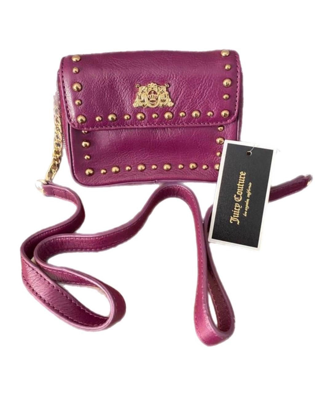 JUICY COUTURE Фиолетовая кожаная сумка на плечо, фото 2