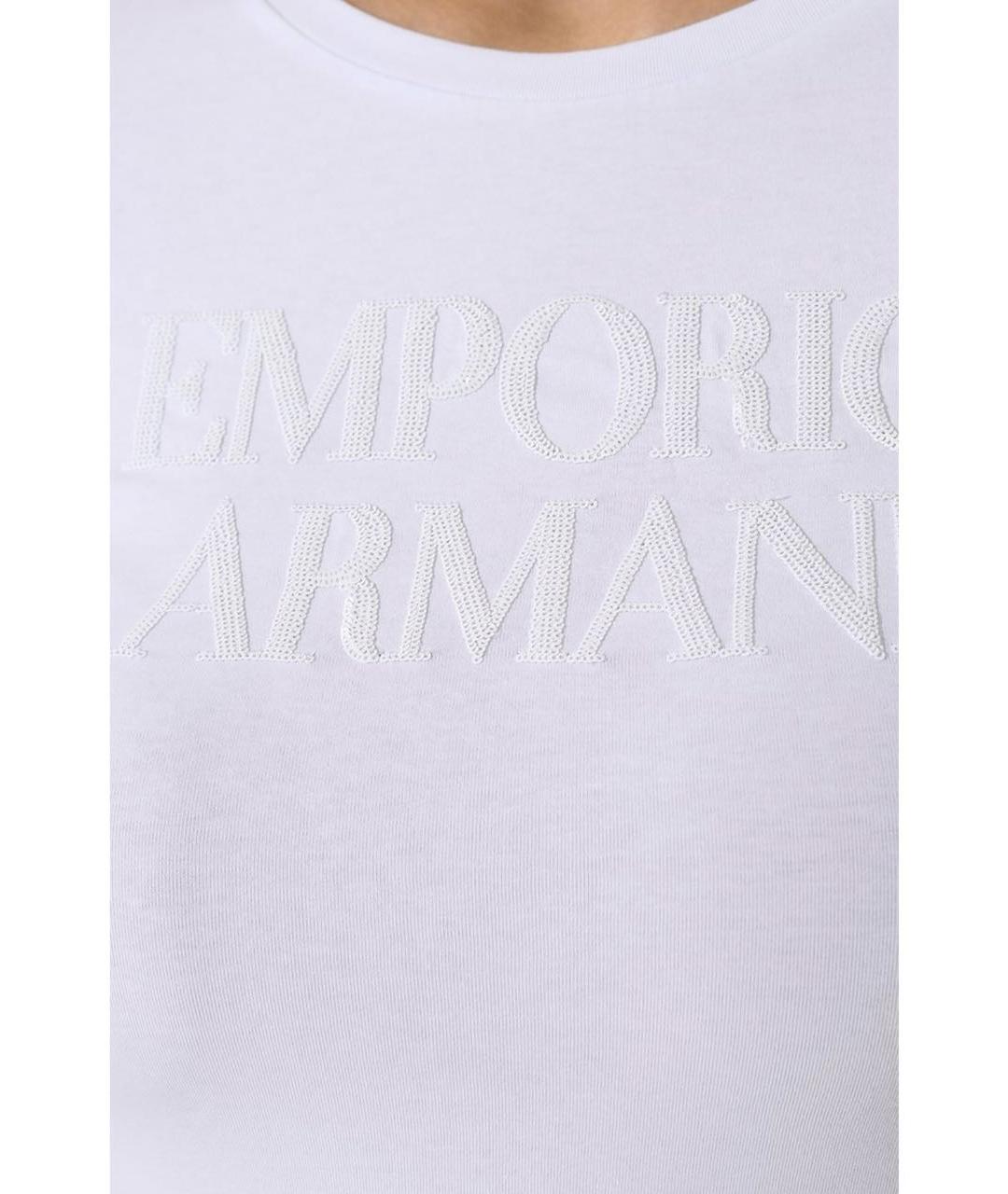 EMPORIO ARMANI Белая хлопко-эластановая футболка, фото 2